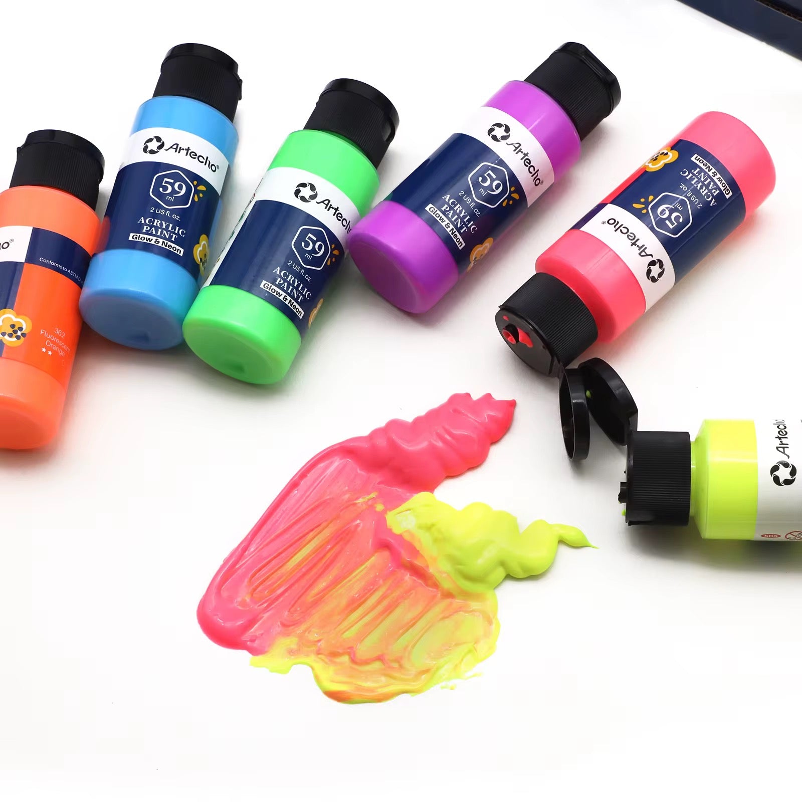 Set de Pintura Acrílica Glow & Neon (6 Botellas de 59ml)