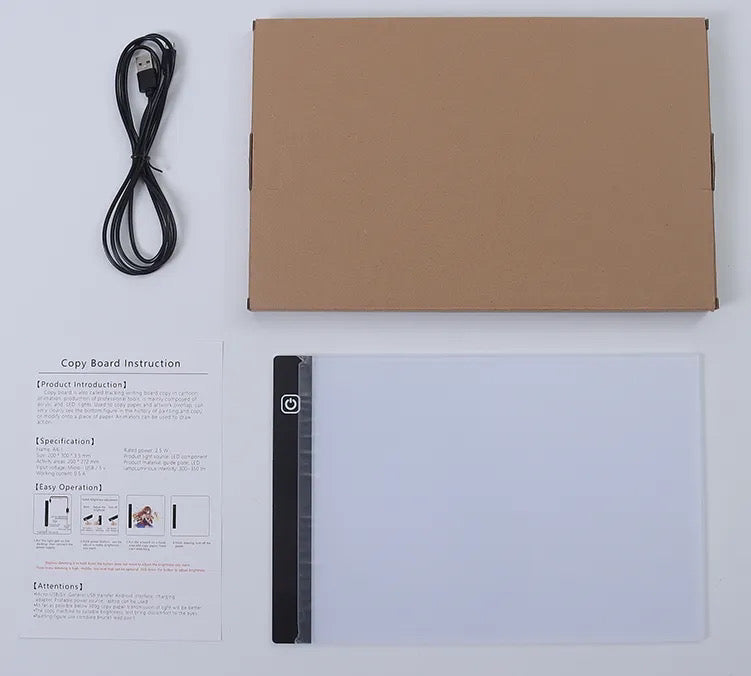 Tabla de luz led para dibujo tamaño A4 con escala