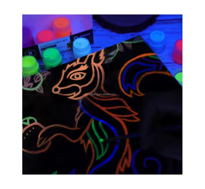 Pintura Acrilica Neon Artecho Glow In The Dark X8 Colores