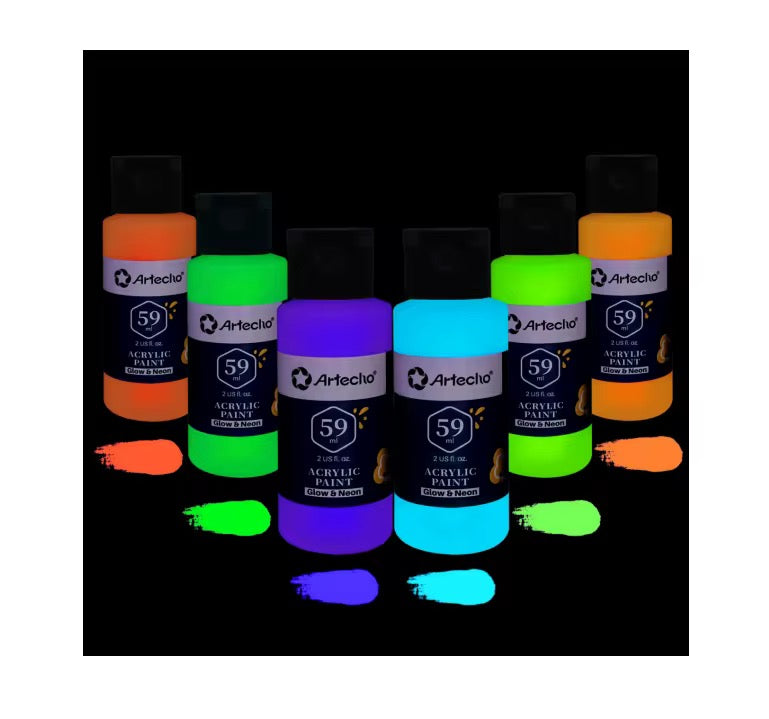 Set de Pintura Acrílica Glow & Neon (6 Botellas de 59ml)