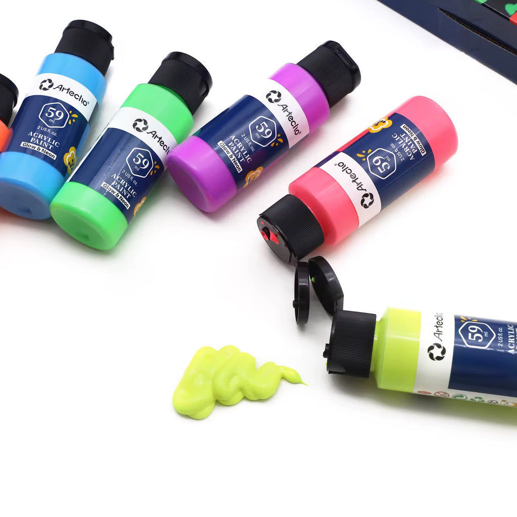 Set de Pintura Acrílica Glow & Neon (6 Botellas de 59ml)