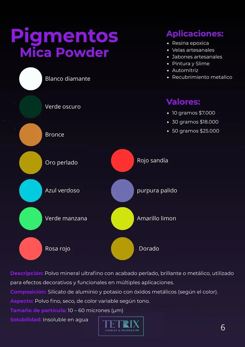 Set de pigmentos mica x 14 colores